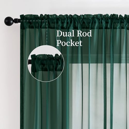 Hunter Green Sheer Curtains 54 X 90 Inches (Hunter Green / 54"W x 90"L (Pack of 2))