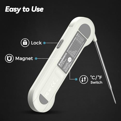 0.5 Sec Instant Read Meat Thermometer Digital for Cooking (White)