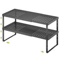 Expandable Cabinet Organizer Shelf With Adjustable Height (Black-2 Pack / 8.27"D*14-22.4"W x 7.5"H)