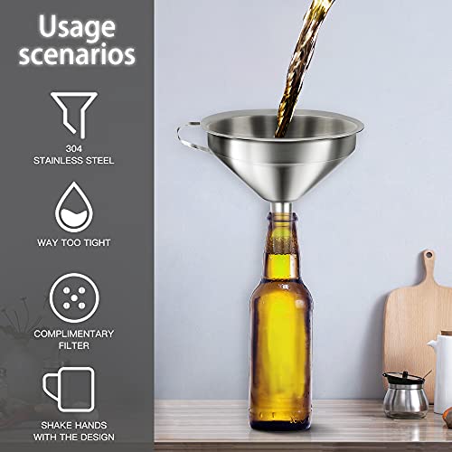 Stainless Steel Funnels for Kitchen Use (3PCS-5.9in&5.1in&4.3in)
