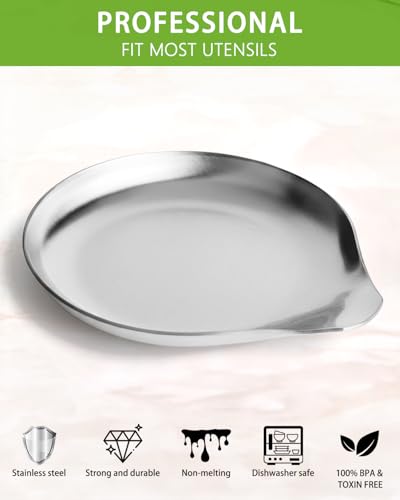 Stainless Steel Spoon Rest (1.Round-Silver)