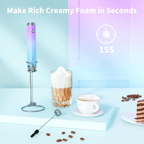 LunaFro Rechargeable Milk Frother (Purple and Blue)