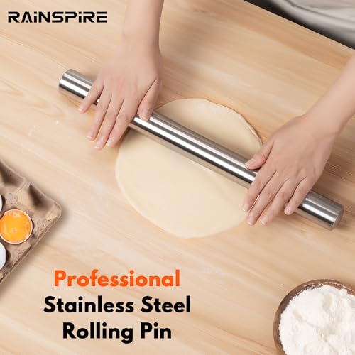 100% Stainless Steel Rolling Pins for Baking 16.5" Large Dough Roller Pin