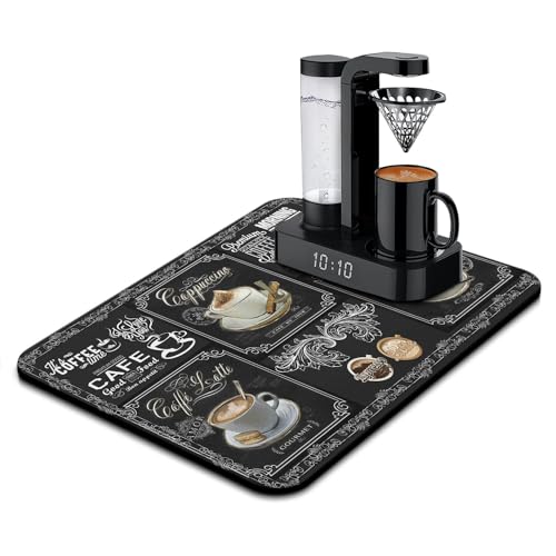 Coffee Bar Mat Accessories for Countertop Super Absorbent Anti (Coffee-4-1 / 24" x 18")