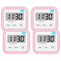Timer Kitchen Timers for Cooking Classroom Timer for Kids Teachers Magnetic Digital Timers 4 Pack (Pink)