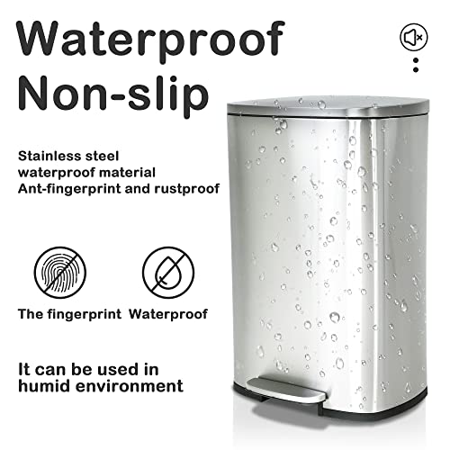 50 Liter 13 Gallon Kitchen Trash Can (Stainless Steel)