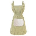 Cute Cotton Apron for Women (Medium / Green Striped)
