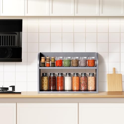 2 Tier Bamboo Spice Rack (Grey / 2 Tier)