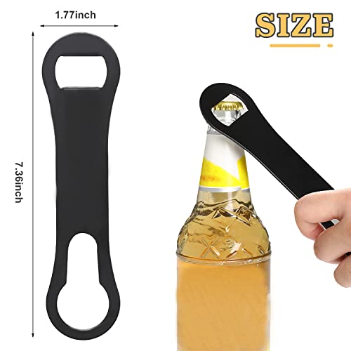 2 Pieces Bottle Opener and Pour Spout Remover Flat Bar Key for Bartenders Stainless Steel Speed Opener Multifunction Dog Bone Wine Bottle Opener for Home Kitchen Party and Bar (Black)