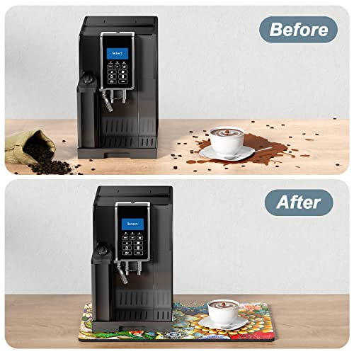 Coffee Mat 12" x 19" Cute Flower Theme Coffee Bar Mats for Espresso Machine Station Accessories and Organizer (Colorful Mandala / 12" x 19")