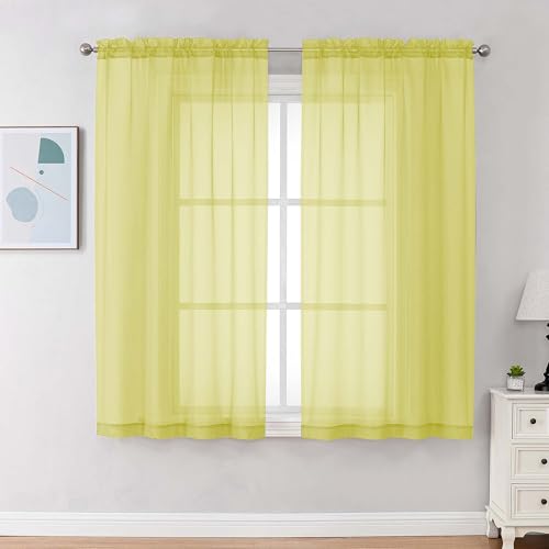 Lemon Sheer Curtains 72 Inch Length 2 Panels (Lemon / 42"W x 72"L (Pack of 2))