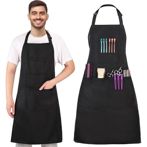 Hair Stylist Apron with 4 Pockets (Black Hair Styling Apron)