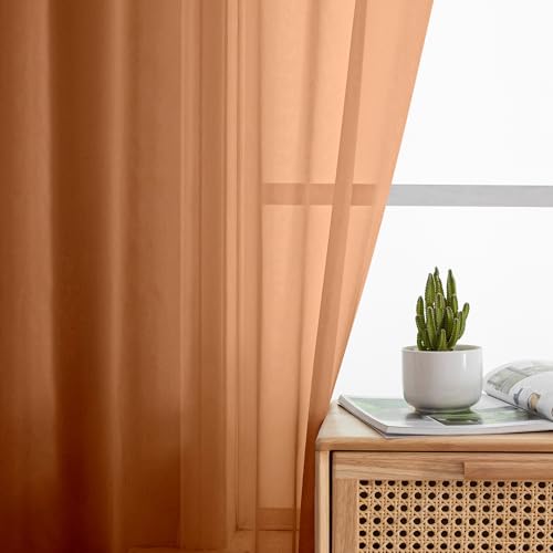 Orange Sheer Curtains 96 Inches Long (Orange / 42"W x 96"L (Pack of 2))