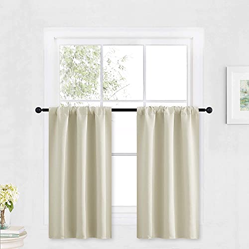 Kitchen Window Curtains Over Sink 36 inch Length for Cabinet (Beige / 29"W x 36"L (Pack of 2))