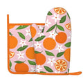 Tropical Fruit Oranges Silicone Oven Mitts Pan Mats Set of 2 (Tropical Fruit Oranges)