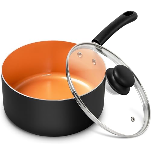 3 Quart Nonstick Sauce Pan with Lid (Copper / 3QT)