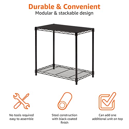 2 Shelf Stackable Storage (2 -Shelf / 23.2"L x13.4" Wx 22.2" H / Black)