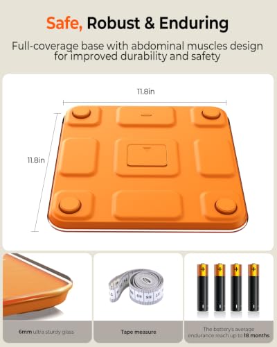 500lb Digital Bathroom Scale with Body Weight Trends App (Orange)