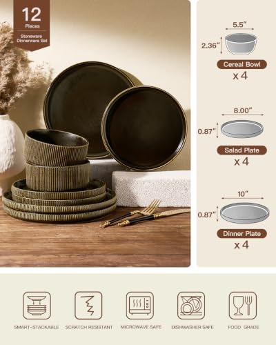 Dinnerware Set for 4 (Black/Gold)