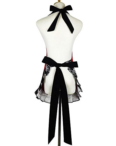 Sexy aprons for women Cute Cooking Pinup Aprons for Women Girls (Red Lace)