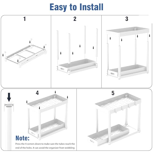 2 Pack Pull Out Storage Organizers (White PRO / 14.8IN)
