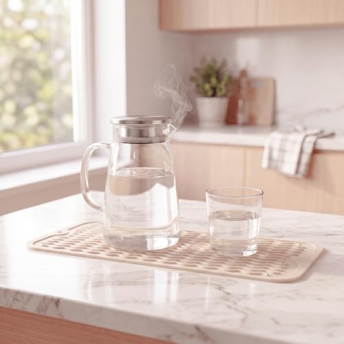 Silicone Dish Drying Mat for Multiple Usage (Tapioca / 17"L x 6"W)