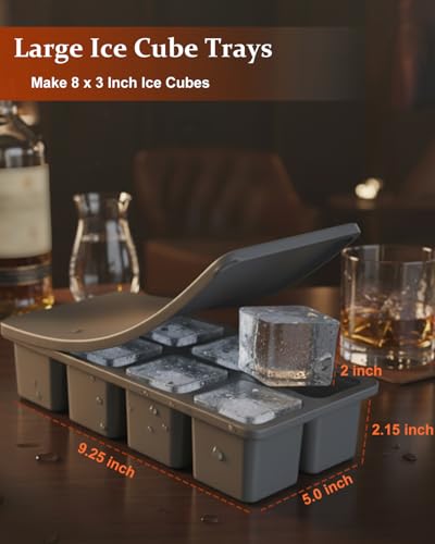 Large Silicone Ice Cube Trays with Lids (Blue 3 Pack)