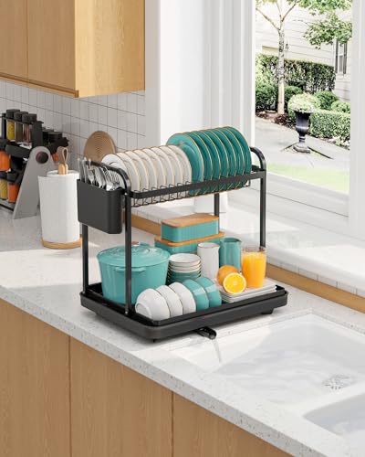 2 Tier Dish Drying Rack (Black / Large)