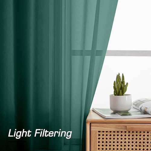 Hunter Green Sheer Curtains 72 Inches Long 2 Panels for Living Room (Hunter Green / 42"W x 72"L (Pack of 2))