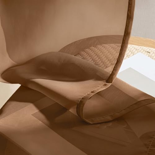Dark Brown Sheer Curtains 108 Inches Long 4 Panels 42 x 108 Inches (42"W x 108"L (Pack of 4) / Dark Brown)