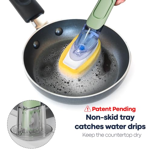 Dish Brush with Soap Dispenser (Green)