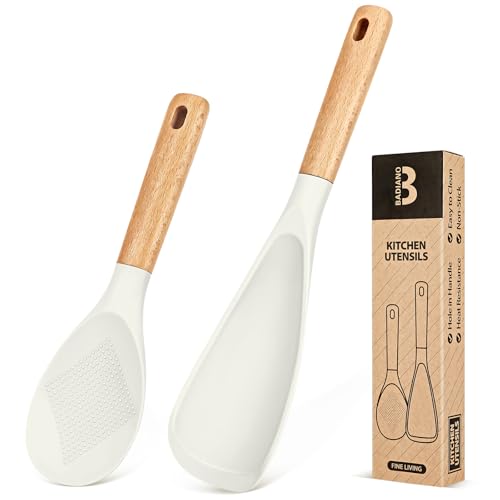 Cooking Spoon and Rice Scooper for Nonstick Cookware (White)