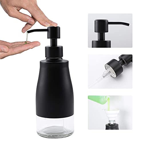Black Soap Dispenser with Coaster and Stickers (Matte Black)