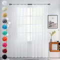 Solid Sheer Rod Pocket Curtain Voile Draperies 2 Panels White Beige Black Grey Coffee 52 Inch Width 63 Inch Long 1 Pair for Kitchen Bedroom Children Living Room Yard (White / 52"W x 63"L (Pack of 2))