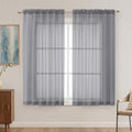 Charcoal Grey Sheer Curtains 63 Inches Long 2 Panels Set (Charcoal Grey / 59"W x 63"L (Pack of 2))
