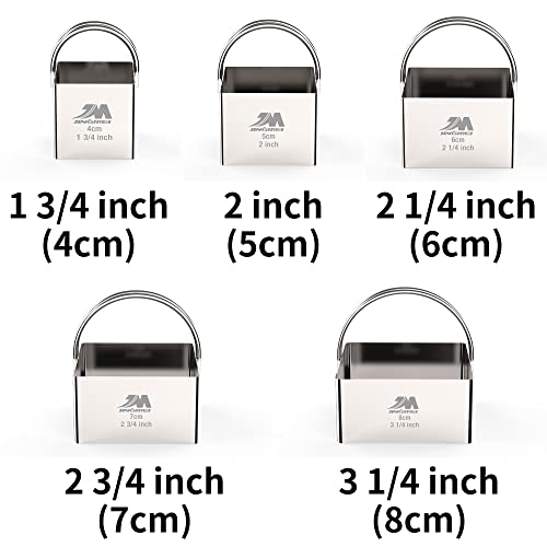 Square Biscuit Cutter Set 1.75inch 2inch 2.25inch 2.75inch 3.25inch (5pcs Square with handle(1.75-3.25in))