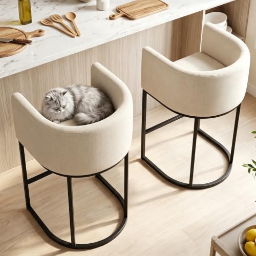 26" H Counter Height Bar Stools Set of 1 (Beige / Set of 1)