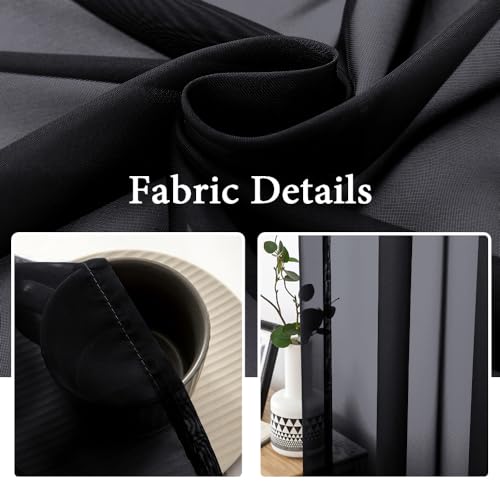 2 Panels Sheer Curtains for Living Room 54 X 72 Inches Black (Black / 54"W x 72"L (Pack of 2))
