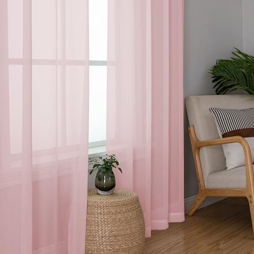 Blush Pink Sheer Curtains 72 Inches Long 2 Panels (Blush Pink / 40"W x 72"L (Pack of 2))