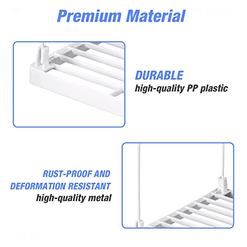 4 Pack Stackable Plastic Kitchen Storage Shelf Foldable Rack (4-Pack / White)