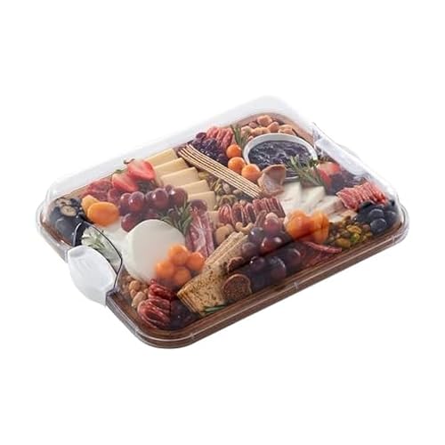 11 x 14 Inch Acacia Cutting Board with Locking Lid (White / Rectangle)