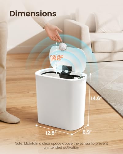 5 Gallon Automatic Bathroom Trash Can with Lid (White)
