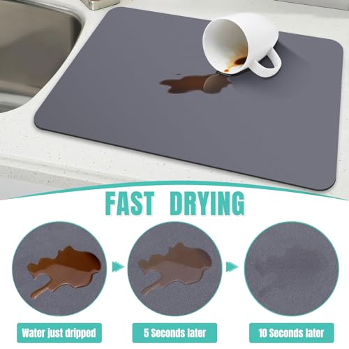 Coffee Mat Super Absorbent Dish Drying Mat Coffee Bar Mat 18"x 36" (Gray / 36" x 18")