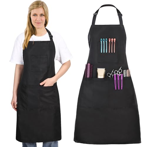 Hair Stylist Apron with 4 Pockets (Black Hair Styling Apron)