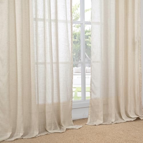 Linen Curtains 84 Inch Length for Living Room Windows (Natural / 38"W x 84"L (Pack of 2))
