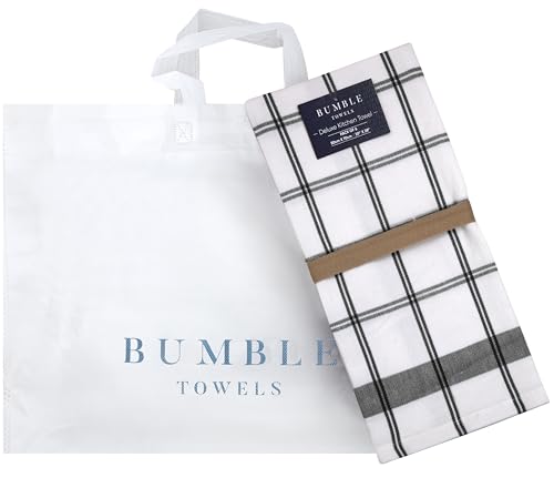 Premium Kitchen Towels 6 Pack 100% Cotton 20"x28" Dish Towels Black Check (Black Check / Kitchen Towels - Mixed Styles (6 Pack))
