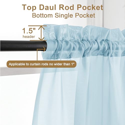 Sky Blue Sheer Curtains 96 inches Long 2 Panels (Sky Blue / 42"W x 96"L (Pack of 2))