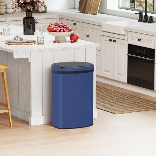 13 Gallon Automatic Trash Can with Lid (Deep Blue)
