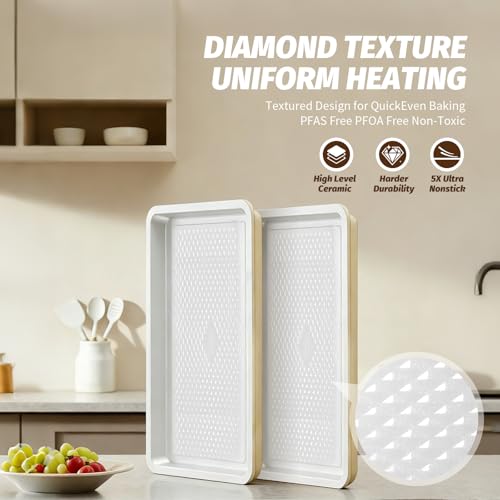 Nonstick Ceramic Baking Sheet with Rack (2-Pack Small 9" x 13")