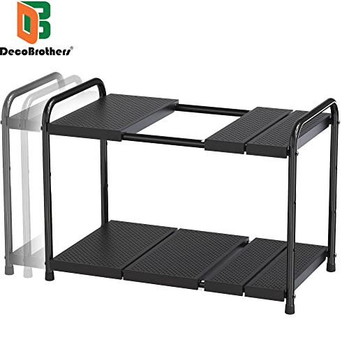 Under Sink 2 Tier Expandable Shelf Organizer (Black)